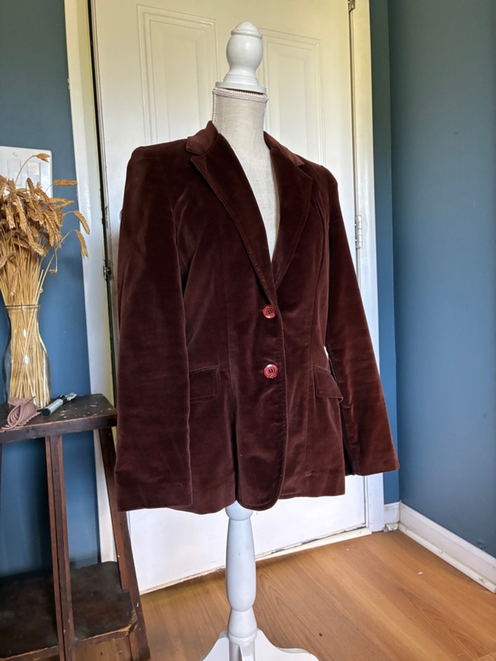 Women's Brown Velvet Blazer Jacket